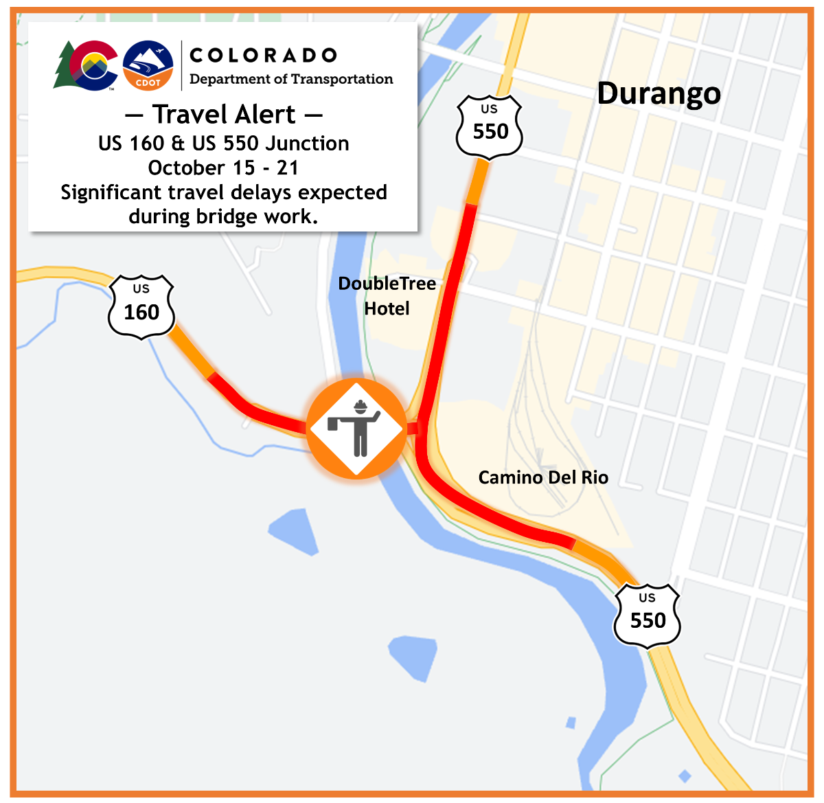 US 160 US 550 Bridge Maintenance Map Png Colorado Department Of US 160 US 550 Bridge Maintenance Map 